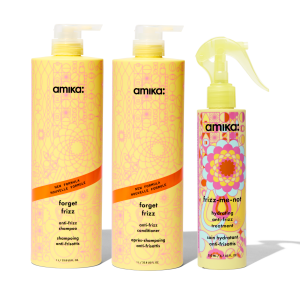 super-sized frizz fighters set anti-frizz shampoo. conditioner + treatment