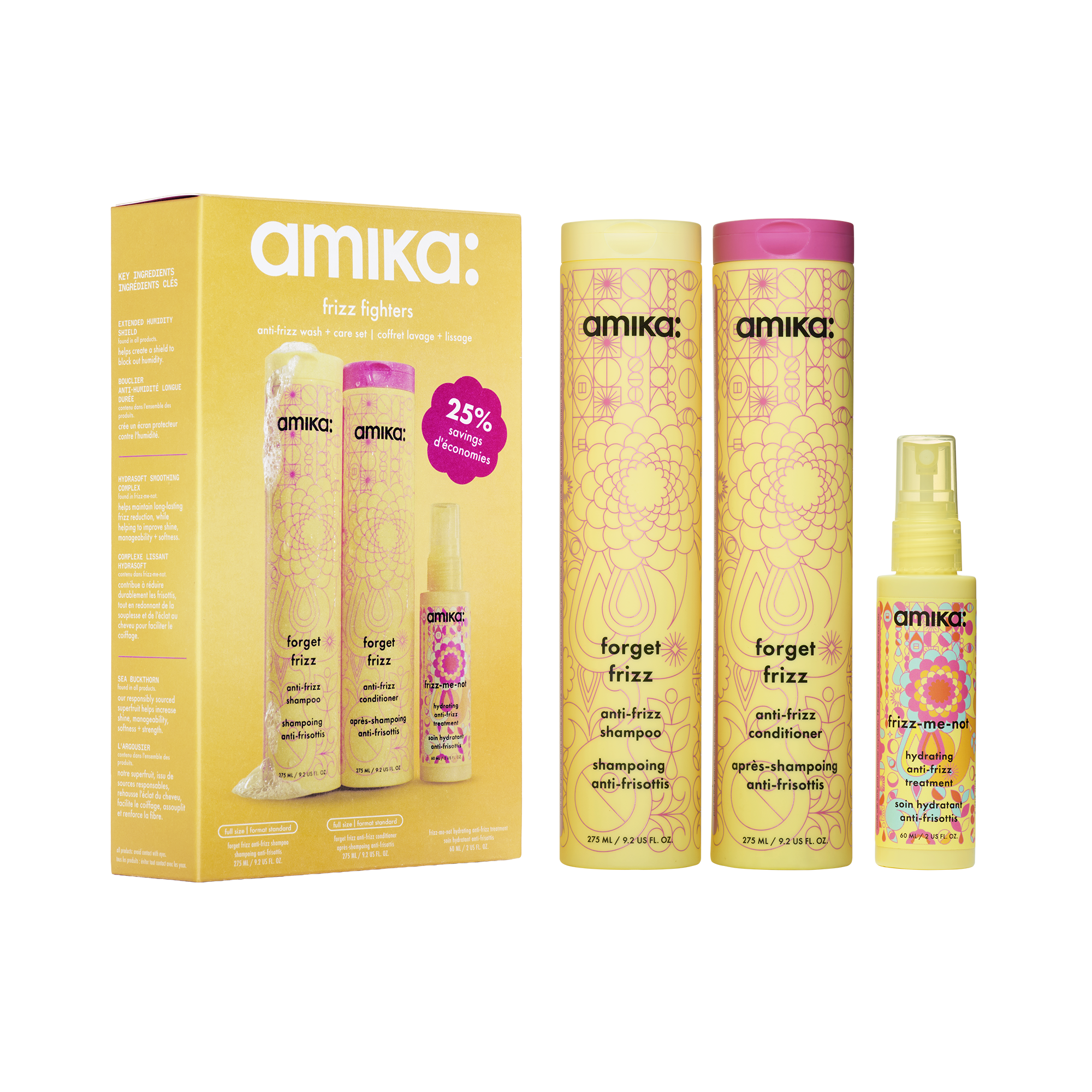 frizz fighters set anti-frizz shampoo. conditioner + treatment