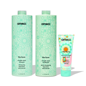super-sized strength repair set the kure shampoo. conditioner + mask